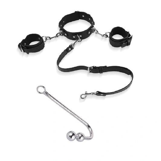 Hook Beaded Anal with Collar and Elegant Cuffs 5334 0326